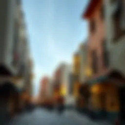 The vibrant streets of Old Dubai showcasing traditional architecture