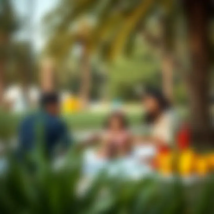 Picnic Bliss in Dubai's Parks A family enjoying a picnic at a public park in Dubai