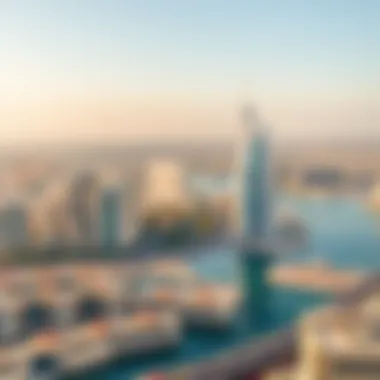 Panoramic View of Dubai with Al Durrah Building Panoramic view of the Dubai skyline including Al Durrah Building