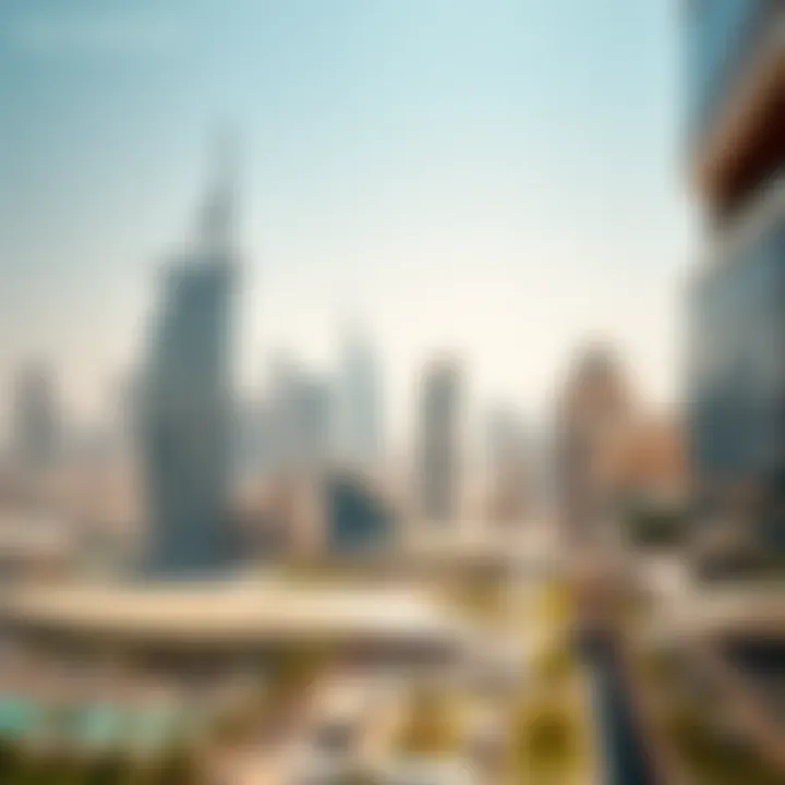 Stunning Skyline View with Al Ferdous Building Panoramic view of the Dubai skyline featuring Al Ferdous Building