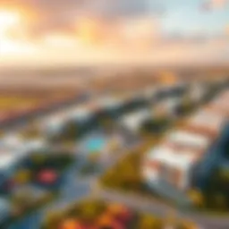 Aerial view of Arjan Al Barsha showcasing its vibrant landscape and modern architecture