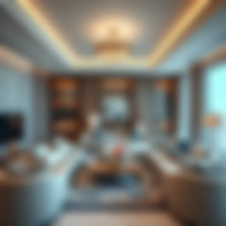 Interior of a luxurious apartment in Burj Khalifa, highlighting opulent furnishings and decor.