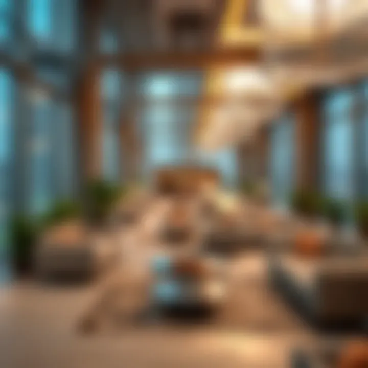 An elegantly designed lounge area within Burj Khalifa, emphasizing community and social interactions.