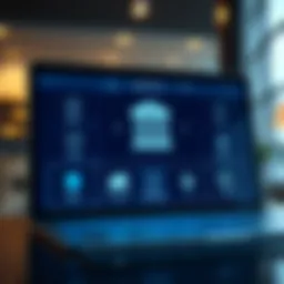 Digital banking interface showcasing various features