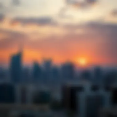 Stunning Sunset Over Deira's Skyline Overview of Deira's skyline at sunset