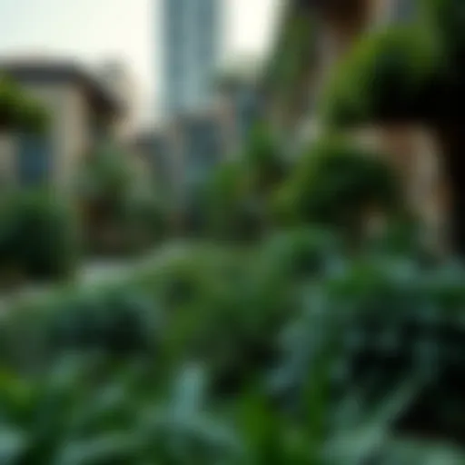 Urban Greenery in Dubai Oasis Lush greenery amidst urban architecture