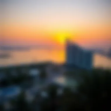Sunset Over Palm Jumeirah Sunset over the Palm Jumeirah with a skyline of modern skyscrapers in the background