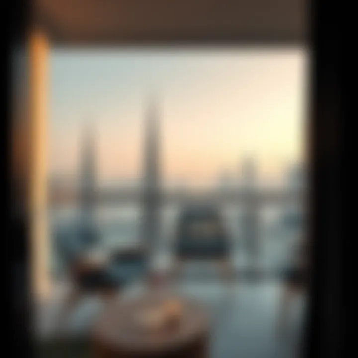Stunning View of Dubai Skyline View of Dubai skyline from a hotel apartment balcony