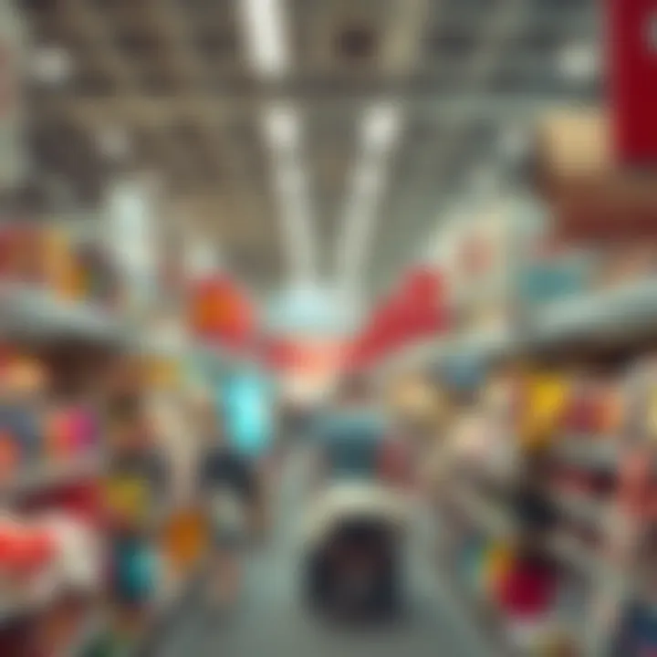 Discount Outlet Shopping Experience Wide aisles of a discount outlet filled with various products