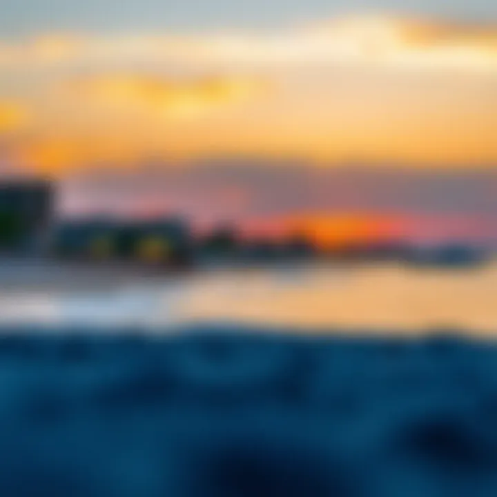 Serene Sunset at Al Mamzar Beach A serene sunset at Al Mamzar Beach, highlighting the tranquil atmosphere and beautiful colors in the sky.