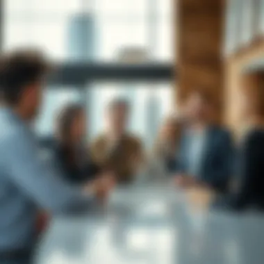 A diverse group of individuals discussing real estate opportunities
