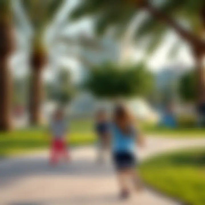 Family-Friendly Atmosphere in Barsha Park Children playing in the park