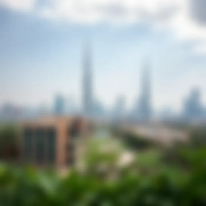 Barsha Park Against Dubai's Skyline Scenic view of Barsha Park with skyline
