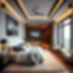 Stylish bedroom interior showcasing modern design elements