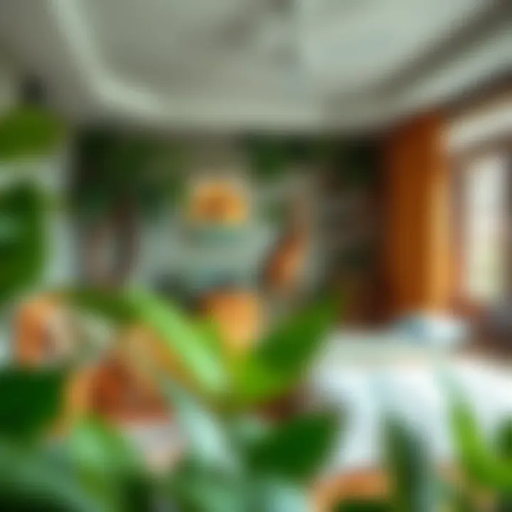 Jungle-Themed Boys' Bedroom A playful and adventurous bedroom setting with a jungle or nature theme for boys