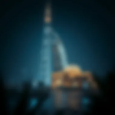 Evening lights illuminating Burj Al Seer