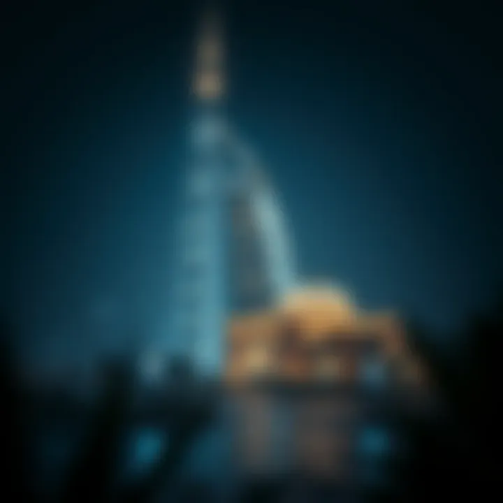 Evening lights illuminating Burj Al Seer