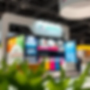 Exhibition Booth Highlighting Career Sectors A vibrant exhibition booth representing various career sectors at Expo Dubai