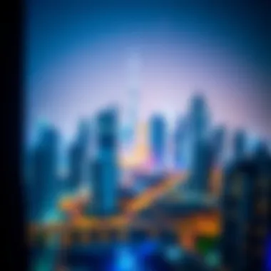 Night View of Dubai Skyline Night view of Dubai skyline including Deira Island