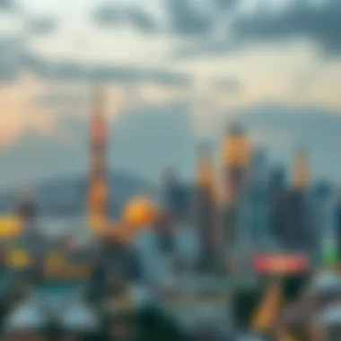 Vibrant City Skyline for Eid Celebration Stunning skyline of a vibrant city celebrating Eid