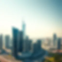 A panoramic view of DIFC showcasing modern skyscrapers and office buildings
