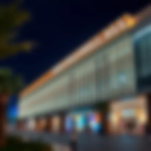 Exterior view of Dubai Hills Mall showcasing modern architecture