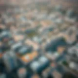 Aerial view of International City showcasing nearby educational institutions