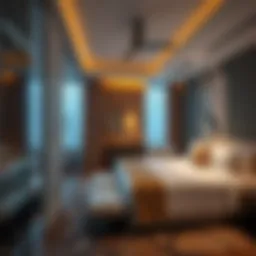 Luxurious long-term stay hotel room with modern decor in Dubai.