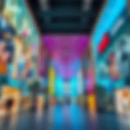 A vibrant view of a popular outlet shopping center in Dubai showcasing various brands