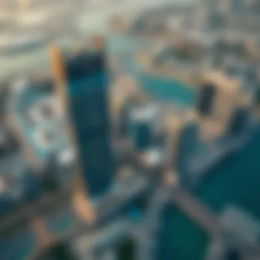 Business Bay: A Hub of Development Aerial view of Business Bay highlighting the Exchange Tower