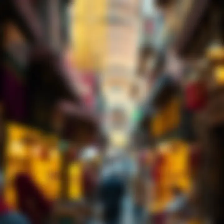 Vibrant Atmosphere of the Souk Vibrant atmosphere of the Gold Souk filled with bustling trade and vibrant colors