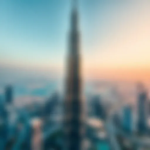 Aerial view of Burj Khalifa showcasing its towering height against the skyline