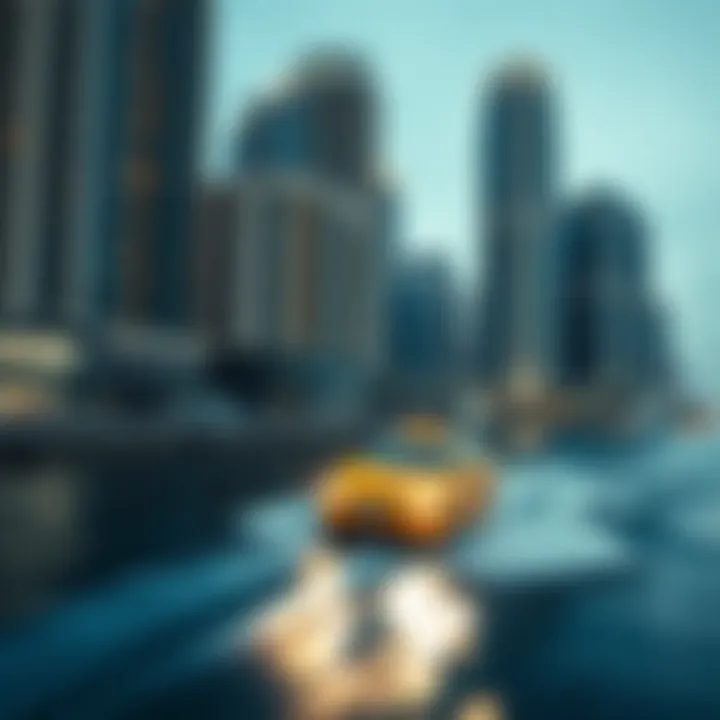 Gliding Through Dubai Marina Water taxi gliding through the waters of Dubai Marina