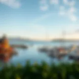 Stunning Waterfront Landscape of Westside Marina Panoramic view of Westside Marina showcasing its scenic waterfront