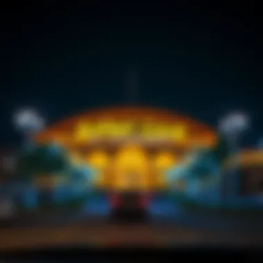 Illuminated Nightscape of Last Exit Al Khawaneej Night view of Last Exit Al Khawaneej with vibrant lights and atmosphere