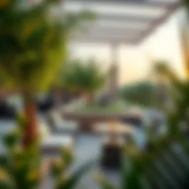 Serene Outdoor Seating at Last Exit Al Khawaneej Outdoor seating area at Last Exit Al Khawaneej with lush greenery