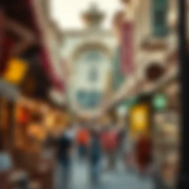 A bustling scene of shoppers enjoying the atmosphere of Meena Bazaar