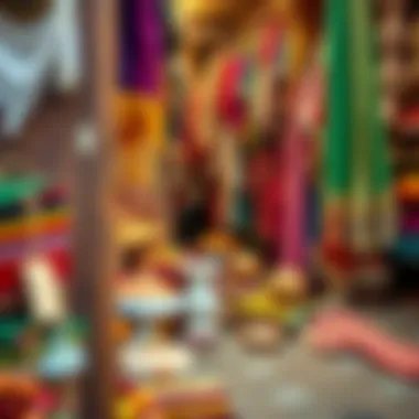Colorful Textiles and Handicrafts at Meena Bazaar Colorful textiles and handicrafts available for purchase in Meena Bazaar