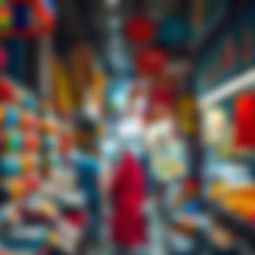 Vibrant market stalls at Meena Bazaar showcasing a variety of goods
