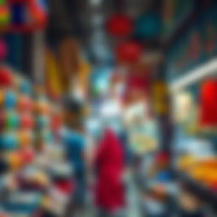 Vibrant market stalls at Meena Bazaar showcasing a variety of goods