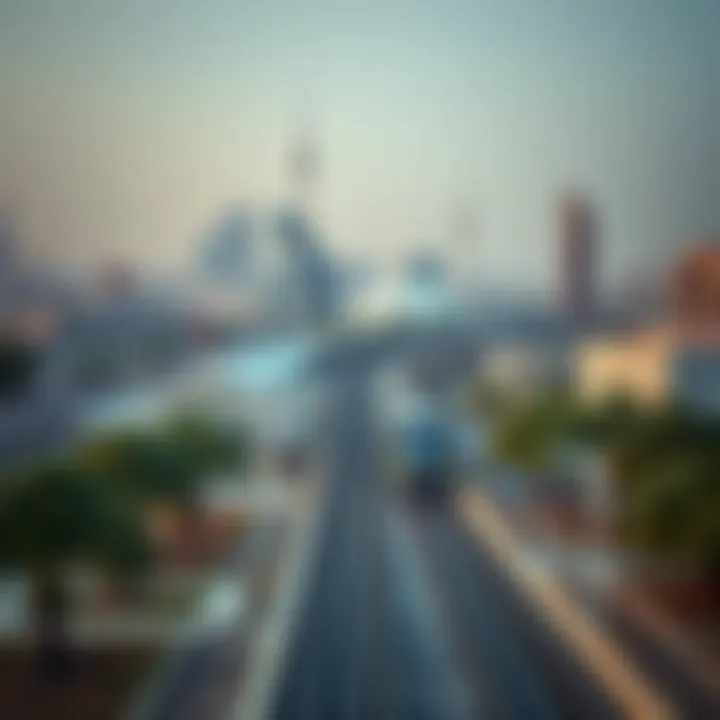 Nad Al Sheba Metro Station with surrounding urban landscape