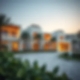 Luxurious exterior of Nad Al Sheba Villas showcasing modern architecture