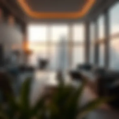 Living Area with Stunning Views in Dubai Spacious living area of an apartment hotel with city views