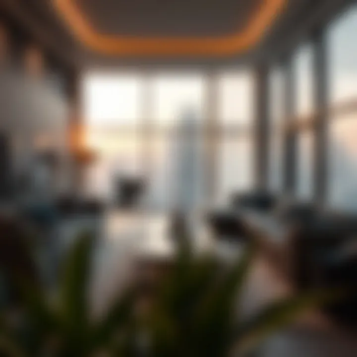 Living Area with Stunning Views in Dubai Spacious living area of an apartment hotel with city views