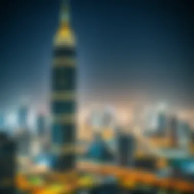 Rolex Tower at Night Rolex Tower illuminated at night showcasing Dubai skyline