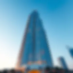 Stunning exterior view of Rolex Tower with blue sky