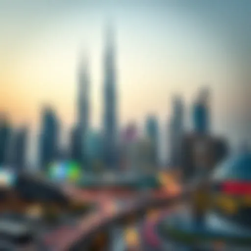 Dubai's Iconic Skyline Stunning skyline view of Dubai featuring iconic skyscrapers
