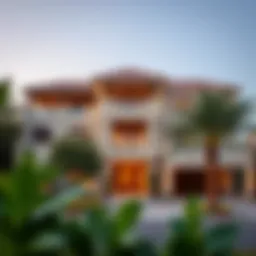 Luxurious villa exterior surrounded by lush greenery