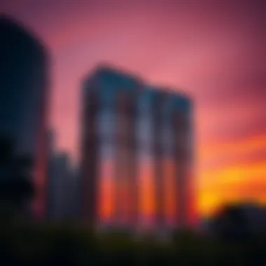 Azizi Building Facade at Sunset The Azizi Building's facade at sunset, reflecting the vibrant colors of Dubai's skyline