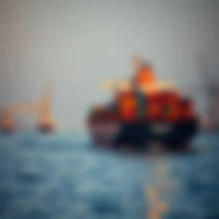 Container Ship in Dubai Waterways Container ship navigating through Dubai waterways